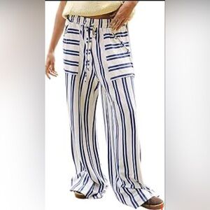 Striped Wide-Leg Pants - Blue and White NWOT